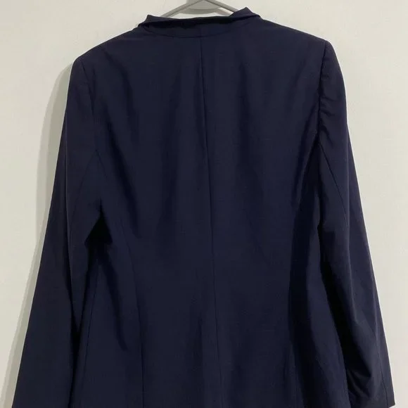 Lafayette 148 New York Blazer Womens 10 Blue Wool Blend Three Button Long Sleeve - Picture 3 of 8